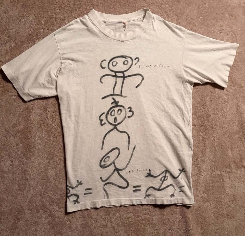 Vintage Hand Drawn Graphic Art T-Shirt White